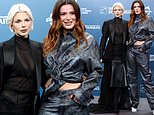 Julia Fox flashes her lingerie in a semi-sheer top while Bella Thorne stuns in a PVC co-ord as they attend The Trainer photocall at Rome Film Festival in Italy